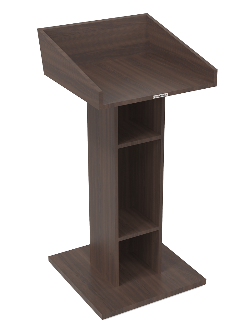 Preekstoel met vlakke desk voor laptop of boek.